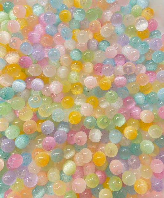 D5.6mm candy color cat eye glass bead mix