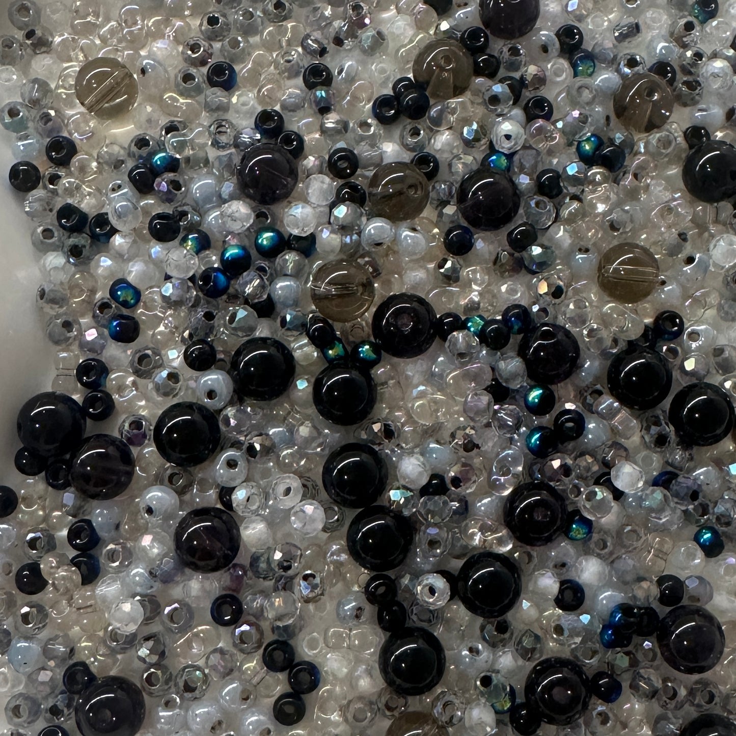 D241.Black white seed bead mix