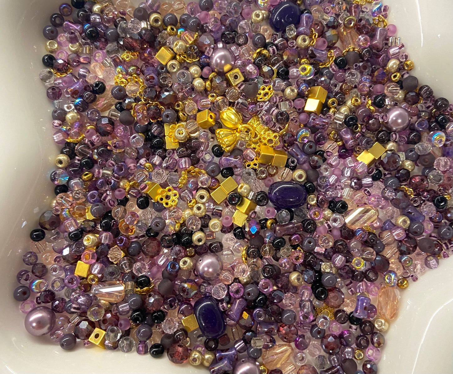 D23.Gold purple seed bead mix