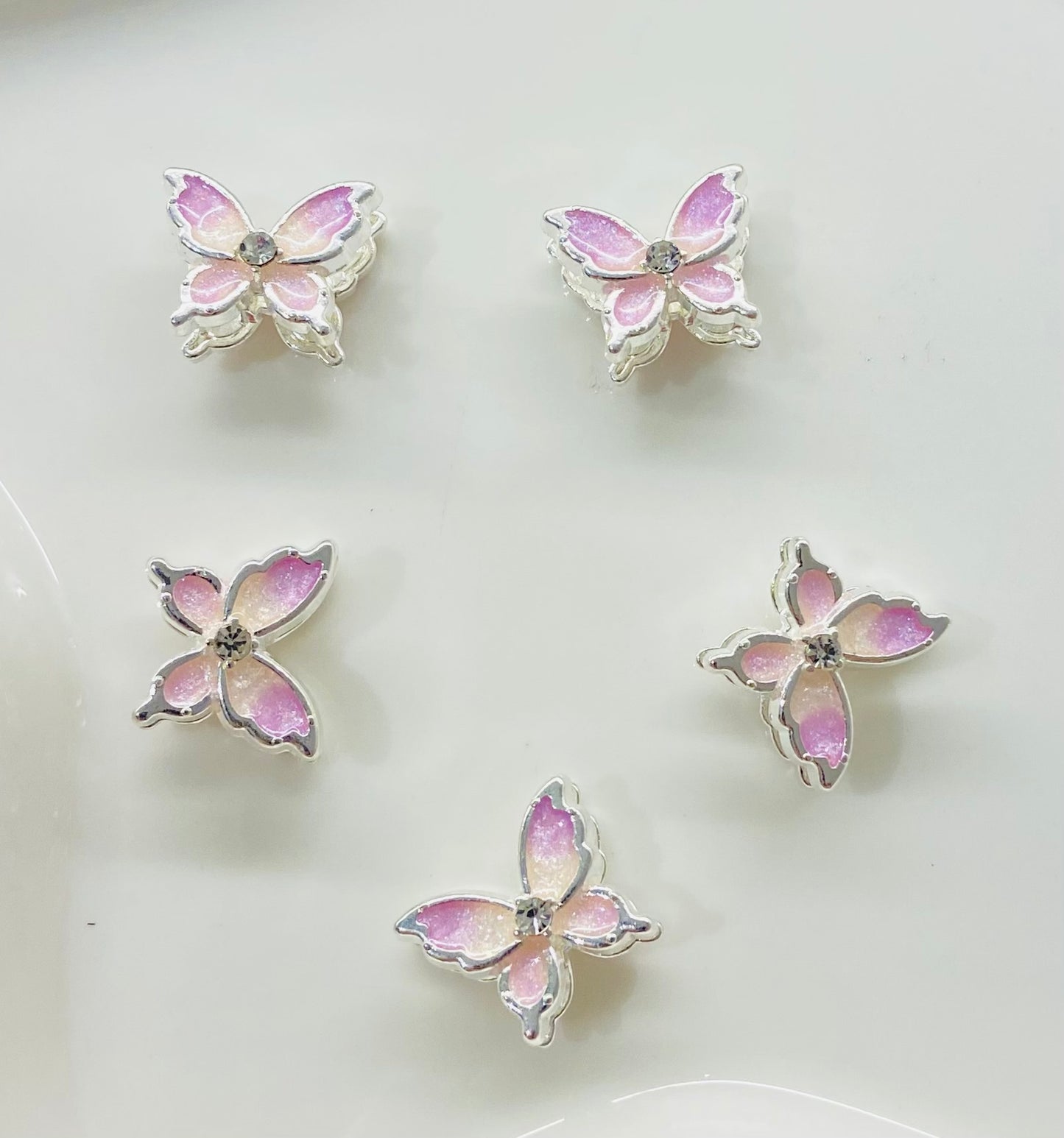 A11.Purple silver butterfly metal bead